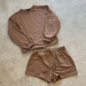 Brown 2 piece sweat suit set